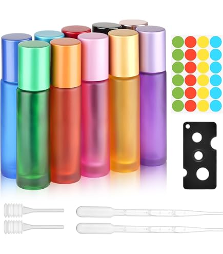 Parfumlism Roll On Glasflaschen 5ml bunt,8 Stück roller Flaschen Leer mit Edelstahl-Rollkugeln,für ätherische öle,Aromatherap Gemische,Parfüm,duftöl,lipgloss Kosmetik