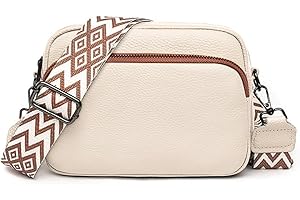 DKIIL NOIYB Crossbody Bags for Women, Genuine Leather Cross Body Bag Women with Adjustable Wide Strap Multiple Pockets Handbags & Shoulder Bags