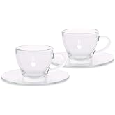 Bialetti Set 2 Tazzine Espresso Istituzionali (with Piattino), Vetro, 2 units