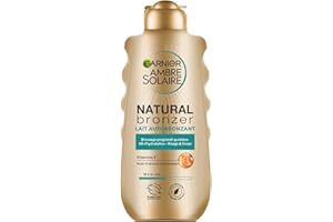 GARNIER Ambre Solaire - Natural Bronzer - Lait Autobronzant Hydratant & Apaisant - Hâle Doré & Lumineux Pendant 1 Semaine - À l'Huile D'Abricot - Vegan & Cruelty Free - Corps - 200 ml