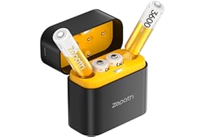 Zepath 4 PCS 1,5V AA Lithium Batterie Ricaricabili con Caricabatterie 4 Slot, 3600mWh Dobbia A Batterie Ricaricabili con 2000+Tech