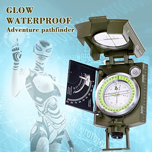 ARINO Kompass Linseatischer Kompass Professioneller Peilkompass Militär- Wanderkompass mit Leuchtziffern für Expeditionen Camping Wandern Outdoor Sport Backpacker XL mit Schutztasche - 5