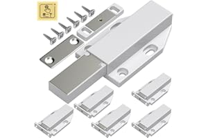 Push Open Door Latches Jiayi 6 Pack Magnetic Push Latches Cupboard Touch Latch for Kitchen Drawer Closer White Touch Release Open for RV Door Damper, Large Push to Open Wardrobe Closure