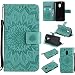 Produktbild Hozor PU Leder Hülle für Motorola Moto G4 Play 5.0 zoll Embossing Prägung Blumen Muster Ledertasche Weiche TPU Soft Rückseite Abdeckung Handytasche Bumper Schutzhülle Brieftasche Flip Case Wallet Cover Bookstyle Handyhülle Tasche Anti-Scratch Shell Folio Klapphülle mit Standfunktion Magnetverschluss und Kredit Kartenfächer - Hellgrün