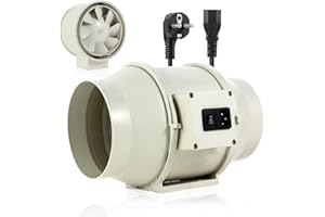 FanGoFast Extractor de Aire 150 mm con Controlador Ajustable, 230V En Línea Ventilador Extractor de Conducto con enchufe IEC para Baño, Booster, tienda de cultivo, Garage, Cucina
