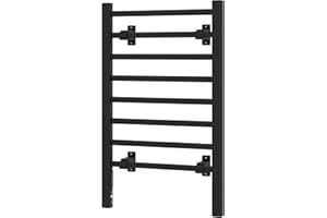 HOMCOM Scaldasalviette Elettrico da Terra o Parete 150W, Portasciugamani Riscaldato in Lega di Alluminio con 8 Barre e Timer da 2 o 4 Ore, Resistente all'Acqua, 53x35x90 cm, Nero