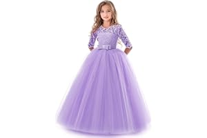 Blumensmädchenkleid Prinzessin Festliches Kinder Mädchen Kleid Festzug Kleider Hochzeit Partykleid Brautjungfern Kleidung Spitze Tüll Cocktailkleid Elegant Langes Abendkleid Kommunikation Gr.104-152