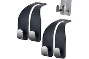 LYOOLY Car Hooks for Headrest, Leather Car Seat Back Storage Organizer Interior Accessories, More Wide & Deep Auto Seat Hook Hangers for Purse Umbrellas Handbag Clothes Coats Grocery Bags (Black-2 Pack)