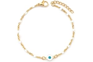 YeGieonr Bracciale Donna Malocchio, Placcato Oro 18K Acciaio Inossidabile Protezione Bracciali, Personalizzati Gioielli Regalo per Donna e Ragazze