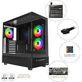 Montech XR Cam Panel Oyuncu Kasası Siyah + Alpha 80+ Bronze 850W ATX 3.1 Gen5.1 PSU + 6 Port Fan & ARGB Kontrolc&uuml;