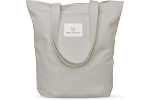 Emma Jonasson Jutebeutel mit Reißverschluss und Innentasche - Stilvoller Shopper Damen - Einkaufstasche mit langem Henkel - perfekte Tasche als Tote bag, Stofftasche