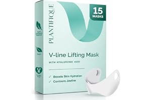 PLANTIFIQUE V-Line Fuktgivande Hakmask, 15-Pack med Hydrogel | Hakrem med Hyaluronsyra och Aloe Vera – för Käklinje, Haka och