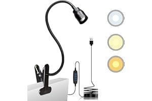 YMCRLUX Zoombare LED-Leselampe Klemmleuchte, Dimmbare Klemmlampe für Bett, Schwanenhals Lampe mit Einstellbarer Abstrahlwinkel 15°-80°, 3 Farbtemperaturmodi, 10 Dimmstufen, Schwarz
