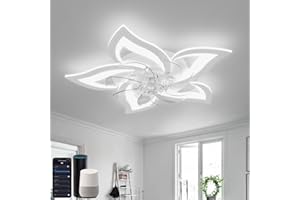 ‎YUNLONG YUNLONG Deckenventilator mit Beleuchtung Kompatibel mit Alexa und Google Assistant, Deckenlampe mit Ventilator Leise, Sommer Winter Betrieb DC Motor, Dimmbar, für Schlafzimmer, Weiß