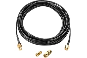 Greluma 1 Pièce 5m SMA Mâle à SMA Femelle Cloison RG174 Câble Coxial + 2 Pcs Kit Adaptateur SMA Coaxial RF pour Antenne Équipement SDR Radio HAM, Antenne 3G 4G LTE, ADS-B, GPS