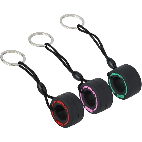 F1 Racing Tyre Keychain - Mini Soft Rubber Replica Keyring With Realistic Tread & Logos-770276