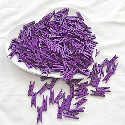 Wedding Touches 25 mm Mini Pinces à Linge en Bois Violet Craft Scrapbooking pour décoration de fête de mariage vintage, Violet, 25mm