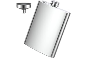 ELALOVE Flachmann Edelstahl, Flachmann Set aus Edelstahl, Aus 304 Edelstahl, für Whiskey, Rum, Wodka, Geeignet für Wandern und Party(8 oz. 220ml), Silber