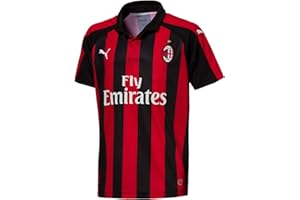 PUMA Unisex Kids Ac Milan Home Replica Ss Kids with Sponsor Logo T-Shirt