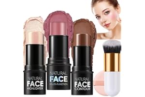 MEIRUIER 3 Pezzi Contouring Viso Stick,Blush,Contour Highlighter, Bacchetta di Bellezza per Fard, Impermeabile Leggero Stick di Trucco, Finitura Naturale Liscia A Lunga Durata