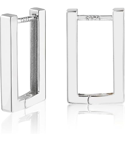 4 Orecchini Donna In Argento – Forme Geometriche Triangolo E Rettangolo, Piccoli Con Confezione Regalo