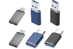 LUNTAK 6 Pack[USB to USB C]&[USB C to USB]&[USB C to Lighting] Aluminum USB C to USB Adaptor Fast Data Transfer and Charge Lightning to USB C Adapter Compatible with iPhone/iPad/PC/MacBook/and So On