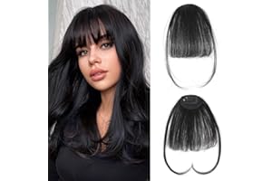 XIWCAFC Frangetta Finta Capelli Clip,Naturale Frangia Finta Capelli Veri,Extension Frontale Frangia Posticci,Parrucca Con Frangia,Clip In Frangia,Capelli Frangia,Per Capelli Estensioni, (Nero naturale)