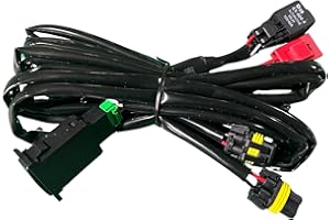 FICTORY Zestaw kabli z przełącznikiem światła przeciwmgielnego 12 V, uniwersalne, samochodowe światło przeciwmgielne LED, włącznik/wyłącznik, wiązka przewodów, zestaw bezpieczników, pasuje do większości pojazdów