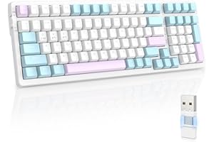 MAGIC-REFINER RK96 Teclado Inalambrico, Teclado Mecánico Gaming 90%, Apex Pro TKL Modo Dual 2.4Ghz/Bluetooth 5.0 Interruptor Rojo Hot Swap con Receptor 2 en 1 para PC/Mac/Tableta/Teclado QWERTY US