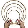 Embroiderymaterial Display Wooden Hoops for Dream Catchers, Floral Macramé, Wedding Décor & Wall Hanging Craft. 6", 8", 10" & 12" (1 Pieces Each Size) Total-4 Pieces Set -Complete Set Combo