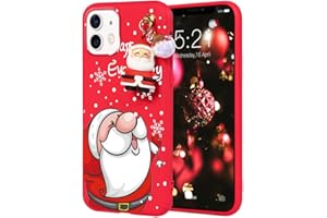 Vauki Navidad Funda con Cadena para iPhone 12/iPhone 12 Pro, Rojo Carcasa Silicona con 3D Papá Noel Doll Toy Colgantes, Case con Christmas Dibujos Diseño Antigolpes Suave Cover para iPhone 12, Rojo 8