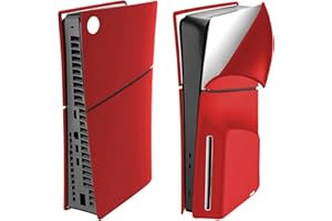 ZJRUI Silikon Hülle für PS5 Slim Konsole, Dünn Stoßfest Schutzhülle Skin Cover PS5 Slim, Anti-Kratz für PS5 Slim Skin Faceplates Anti-Staub Weiche Hülle für PS5 Slim Console Disc Version - Rot