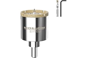Mollom 1-21/32” (42mm) Sega a tazza diamantata con 2 punte di centraggio rimovibili Taglio netto per piastrelle in porcellana, vetro, ceramica, marmo, fibra di vetro, ecc