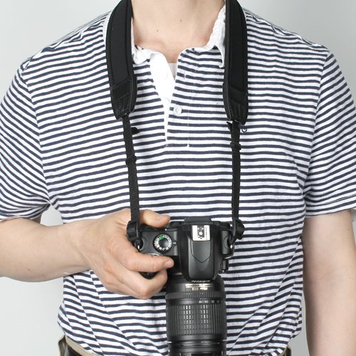 Sangle   paule DSLR  BIRUGEAR Courroie Sangle   paule Cou en N  opr  ne Nylon pour DSLR Appareil Photo Kodak Panasonic Canon Nikon Pentax Sony Samsung FujiFilm - Noir