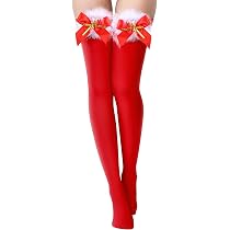 Produktbild von RSLOVE Damen Halterlose Strümpfe Gestreifte - Overknee Strumpfhose Thigh Highs Halloween Socken Schwarz Orange