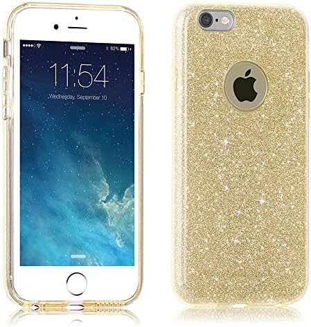 iPhone SE 5 5S Case, uiano® Sparkling Premium [3 in 1 Layers Protection] Hybrid Glitter Bling Bling TPU phone Case Cover For iPhone SE 5 5S (Gold) [Lifetime Warranty]