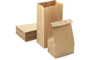 PACKRA - 50 Bolsas de Papel Kraft 9 x 17 x 5.5cm, Bolsa de Regalo con Base, Bolsa de Papel de Alimentos para Sándwich, Chuches, Dulces, Calendario de adviento (50pc, 9cm x 17cm x 5.5cm)