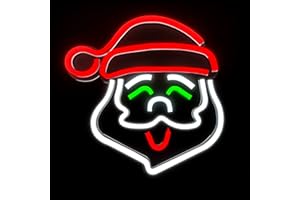 TECHSHARE Santa Claus Neon, Neón de Papá Noel, luz de Neón Navideña, Letrero de Neón Navideño Para Sala de Estar, Bar, Decoraciones Navideñas
