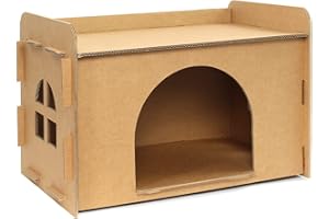 FUDAJO Maison pour Chats Petite Taille Niche Carton Cabane Entrée Fenêtre Système de raccordement Nichoir