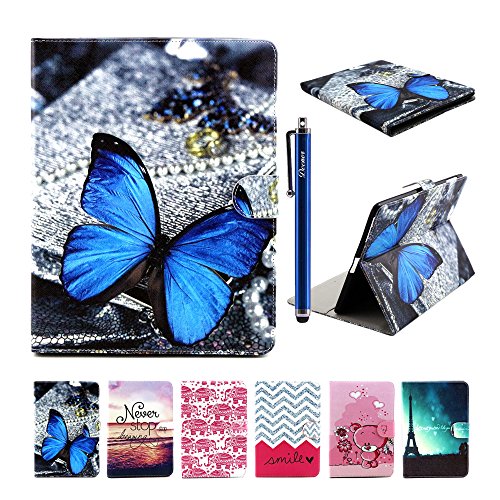 iPad 2 iPad 3 iPad 4 Hülle, Deenor Dark blue butterfly Pattern PU Leder Abdeckung Stand Flip Schutzhülle Hülle für Apple iPad 2 iPad 3 iPad 4. (Dark blue butterfly)