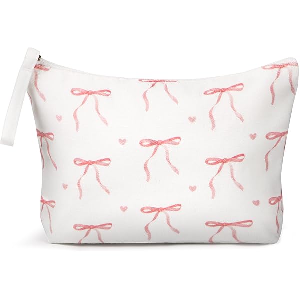 Kunyeah Make-up-Tasche Mit Schleife – Rosa, Aus Cord, 26x18x5 Cm, Großes Fassungsvermögen