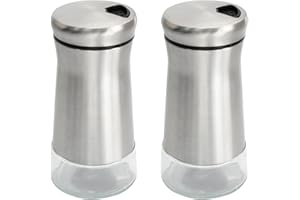 HUSALSEA Saliera Resistente All'Umidità Grande Capacità Sale E Pepe Set Realizzato In Vetro E Acciaio Inossidabile Saliera Da Cucina Con Foro Di Versamento Regolabile