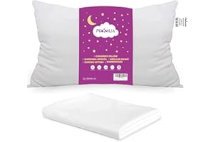 Pukalia® Almohada para Niños 2 3 4 años Primera Almohada Bebé, Hipoalergénica más Funda Algodón Orgánico Suave, Almohada Infantil Baja 40x60 para Cuna, Antiácaros, Lavable, Doble Funda