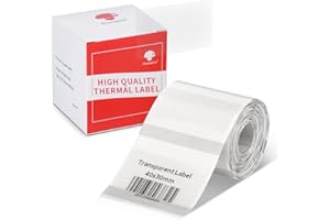 Phomemo M220 Etiqueta Térmica Transparente, Etiqueta Transparente Autoadhesiva Multifuncional, Para Impresora De Etiquetas M220 M250 M120 M110 M200 M221, 40x30mm, 230 Etiquetas/Rollo