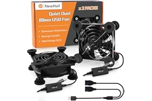 NewHail 2 ventiladores USB de 80 mm para ordenador, control multivelocidad, calor reductor para router, Xbox, TV Box, receptor, módem, DVR, cabina AV