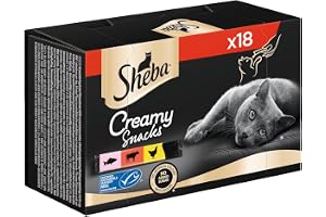 Sheba Creamy Snacks Kattgodis, Paket med 18 x 12 g