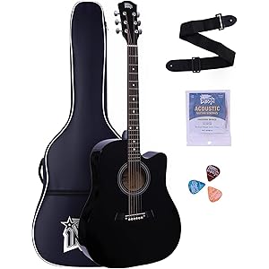 INTERN INT-P41C-BK 41-Inch Acoustic Guitar for Beginners & Professionals | 6-String Right-Handed Guitar with Truss Rod, Gig B