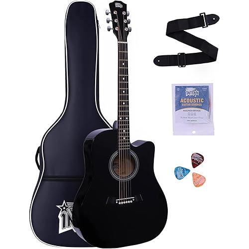 INTERN INT-P41C-BK 41-Inch Acoustic Guitar for Beginners & Professionals | 6-String Right-Handed Guitar with Truss Rod, Gig B