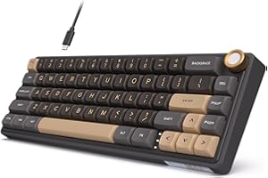 RK ROYAL KLUDGE R65 Wired Gaming Keyboard with Knob, 60% Percent QMK/VIA US Layout RGB Backlit Gasket Mount Mechanical Keyboard with PBT Keycaps, MDA Profile, 66 Keys Hot Swappable Cream Switch, Black