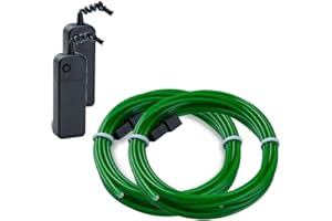 Sunboia EL Wire Neon Lights 5m 2 Pack with Battery Box Halloween Decoration Lights for Party Shown Dance Wedding Fashion Car Ornament(Green)